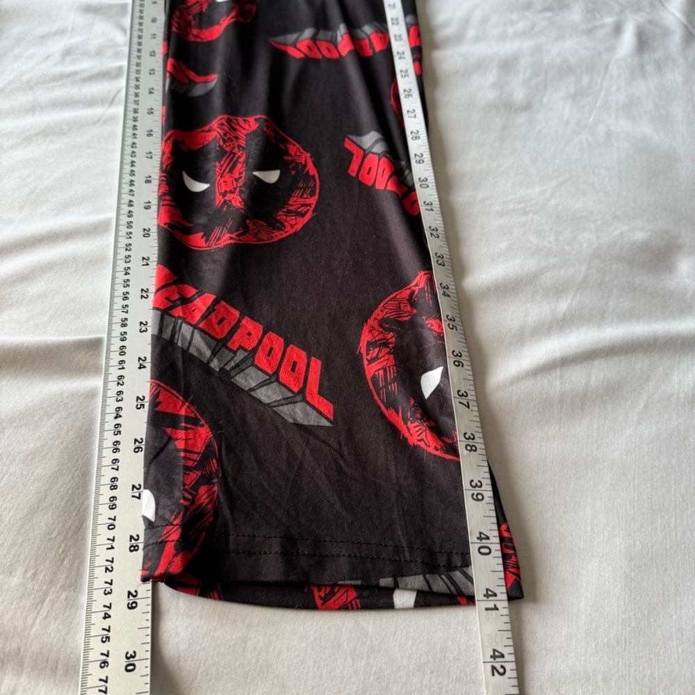 Marvel Deadpool Sleep Pants Black Red Logo Graphic Pajama Bottoms Mens Small - Picture 10 of 12